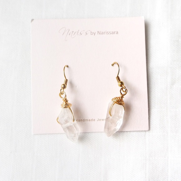 Quartz Wire Wrapped Earrings - Picture 3 of 4